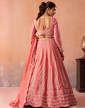 Premium Peach Tissue Embroidered Lehenga Set with Beadwork, Sequins & Dupatta_1