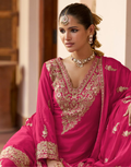 Premium Pink Chinon Embroidered Sharara Suit Set Indian Ethnic Wear for Parties & Functions - Buy_2