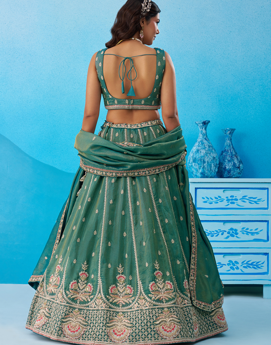 Premium Tissue Beads & Sequins Work Lehenga Choli Set with Designer Dupatta_2