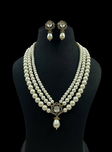 Pristine Luminescence White Pearl Necklace Ensemble - Rent