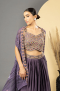 Purple Skirt Set With Cape - Rent_2