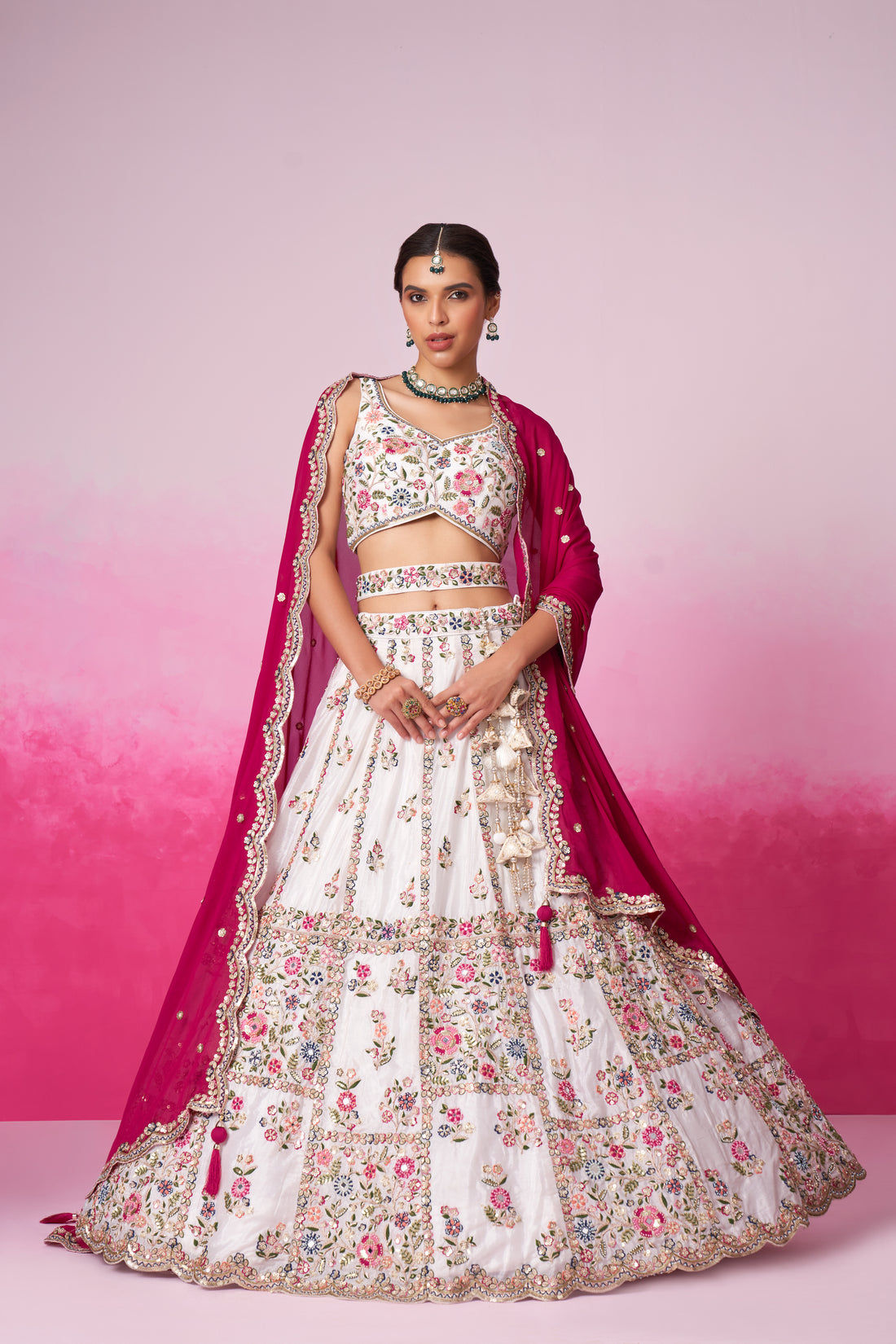 Beautiful Cream  Georgette Lehenga Choli with Sequins - Rent