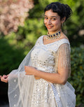 Radiant White Net Lehenga Set with Embellished Blouse and Dupatta_5
