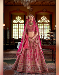 Rani Paisley Silk Lehenga with Zari, Sequin, Pearl & Thread Embroidery Includes Blouse & Dual Dupatta Set - Buy