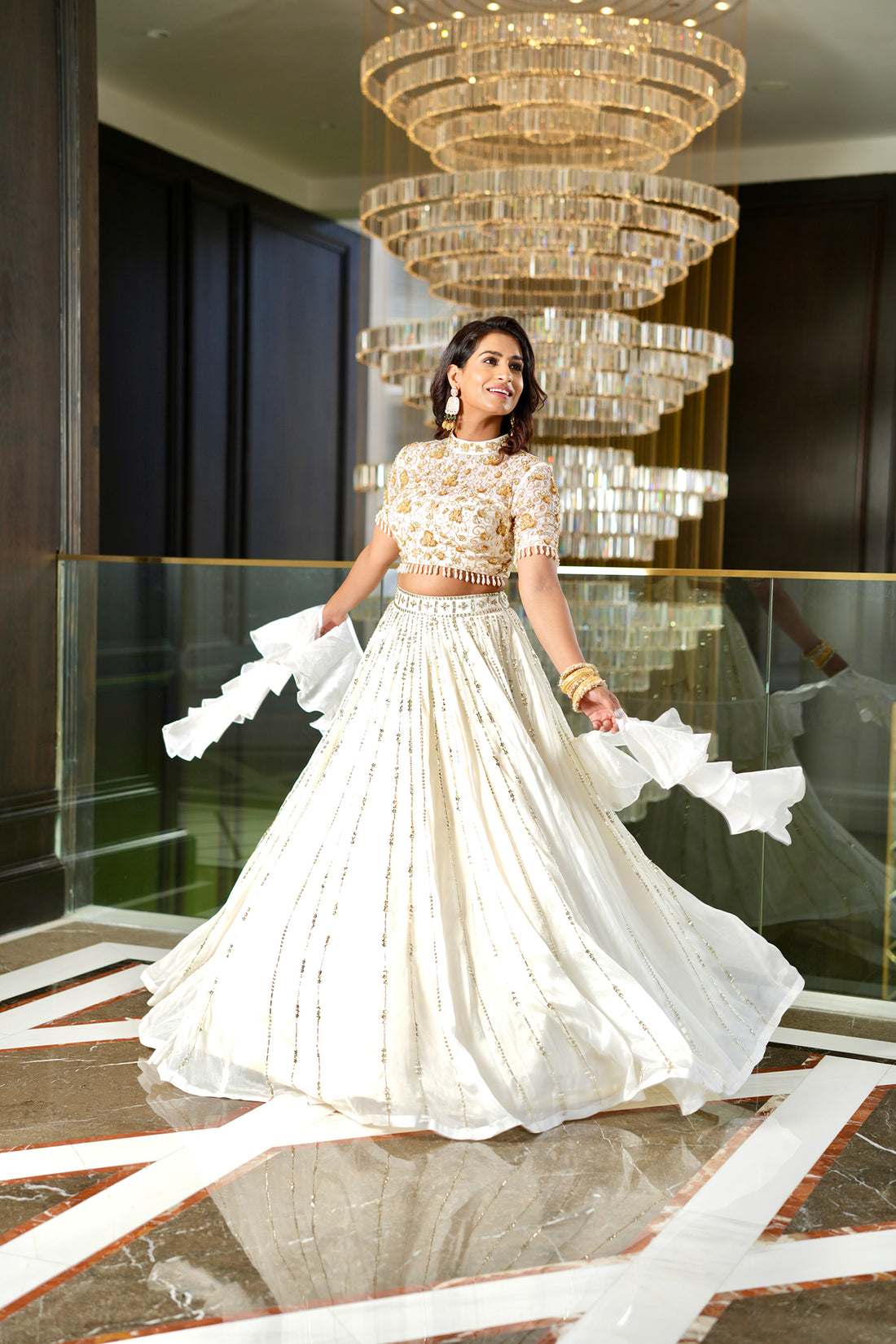 Rashika Sharma's White hand embroidered chiffon Maheem Lehenga with hand embroidered Organza blouse - Rent_1