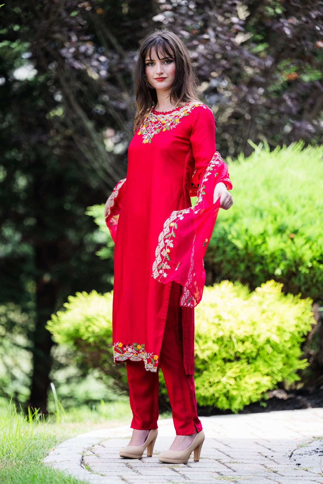 Red Traditional meets Modern Suit - Rent