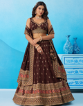 Regal Chinnon Silk Lehenga with Sparkling Sequins & Traditional Zari Work
