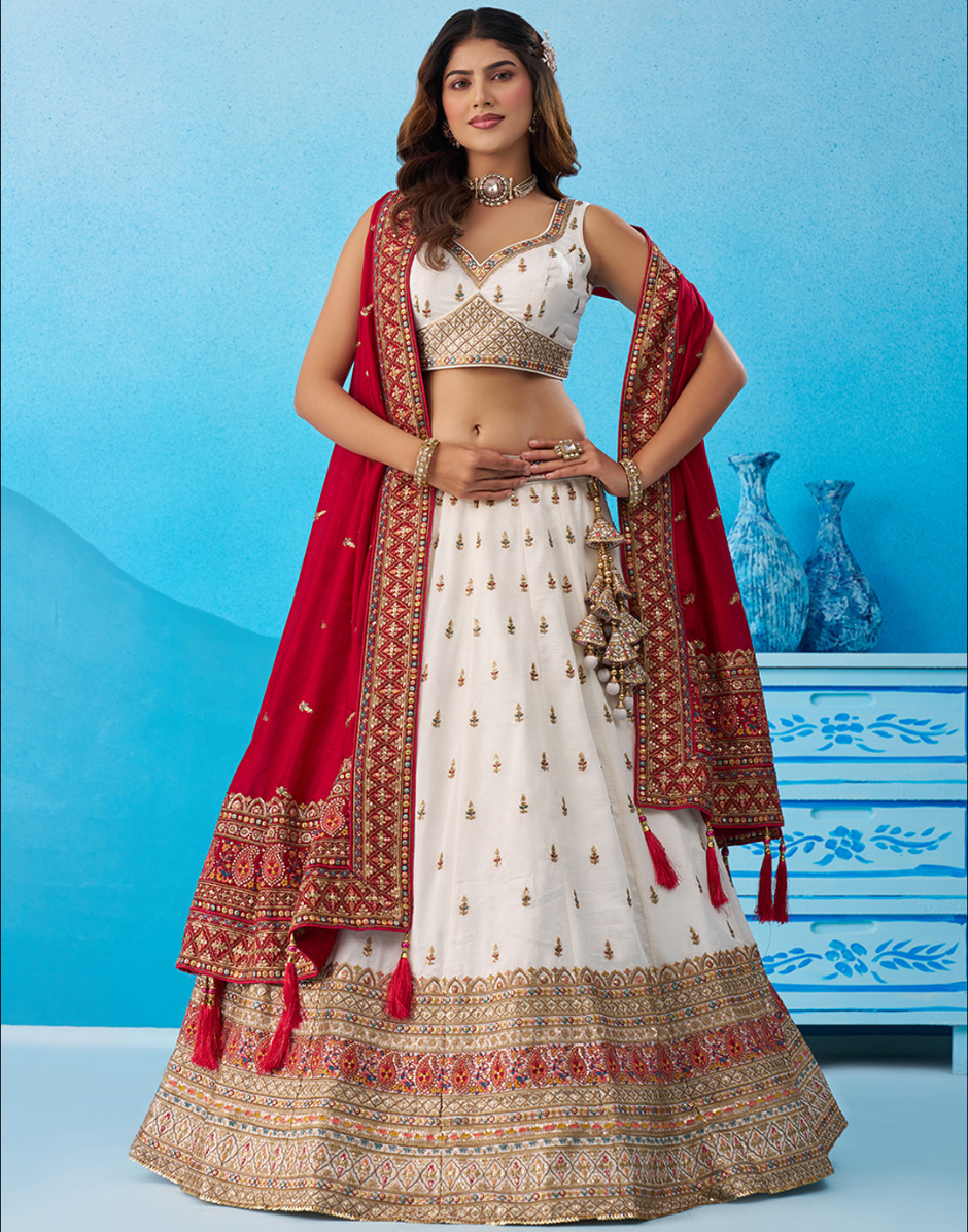 Regal Chinnon Silk Lehenga with Sparkling Sequins & Traditional Zari Work_13