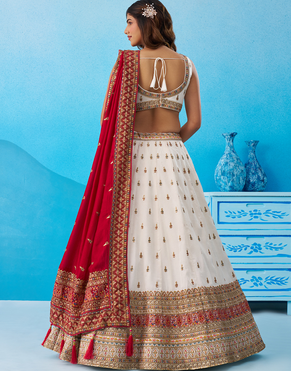 Regal Chinnon Silk Lehenga with Sparkling Sequins & Traditional Zari Work_14