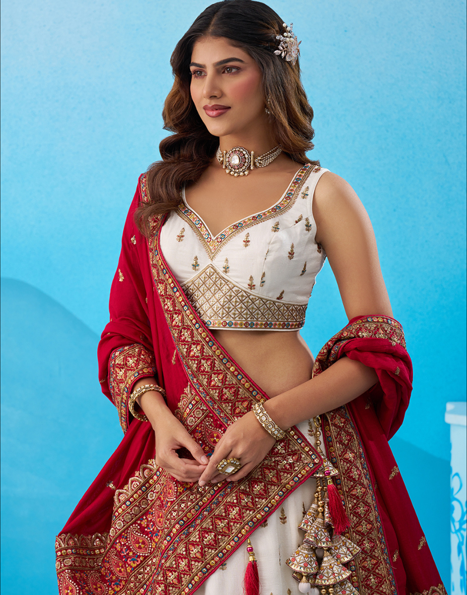 Regal Chinnon Silk Lehenga with Sparkling Sequins & Traditional Zari Work_15