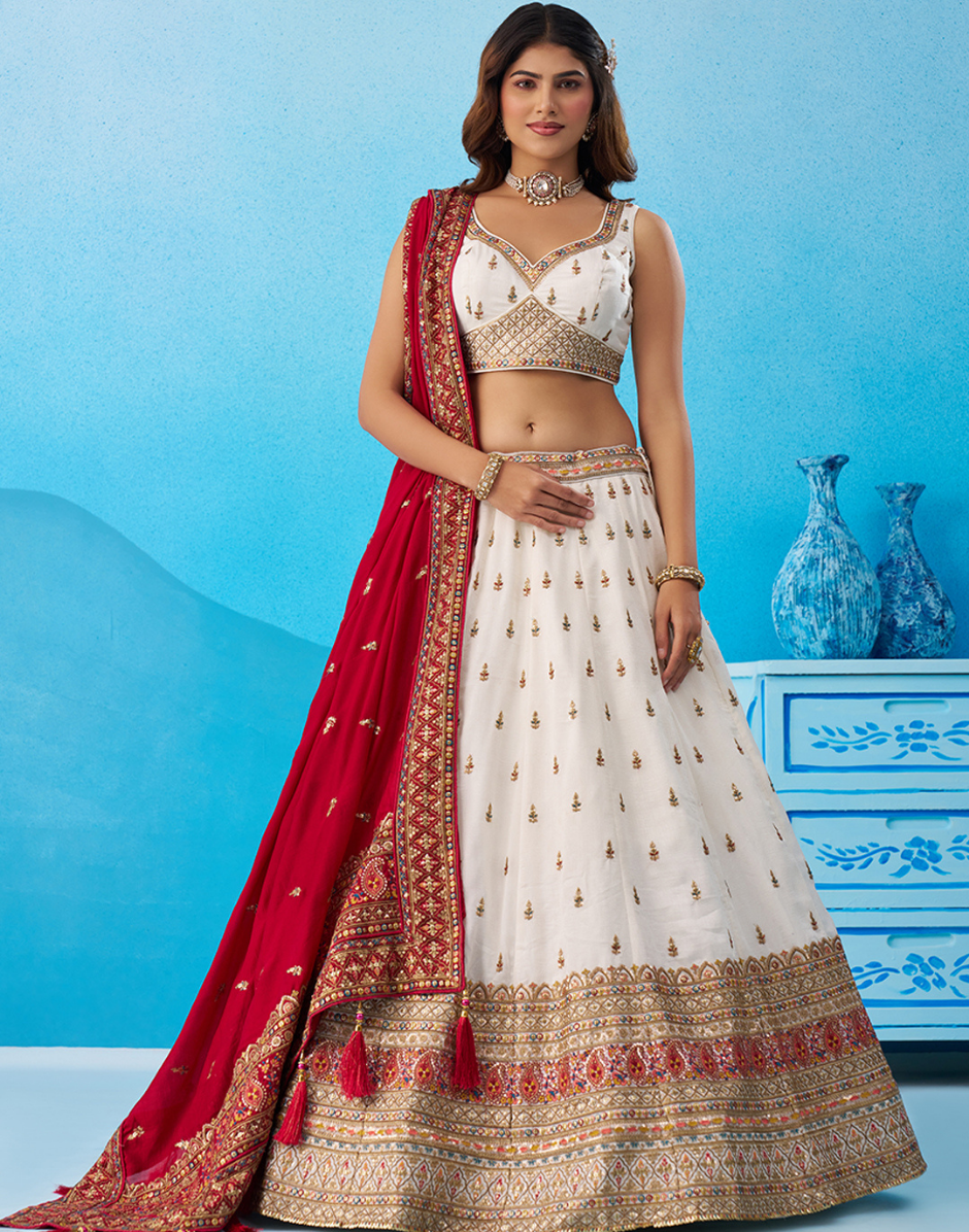Regal Chinnon Silk Lehenga with Sparkling Sequins & Traditional Zari Work_17