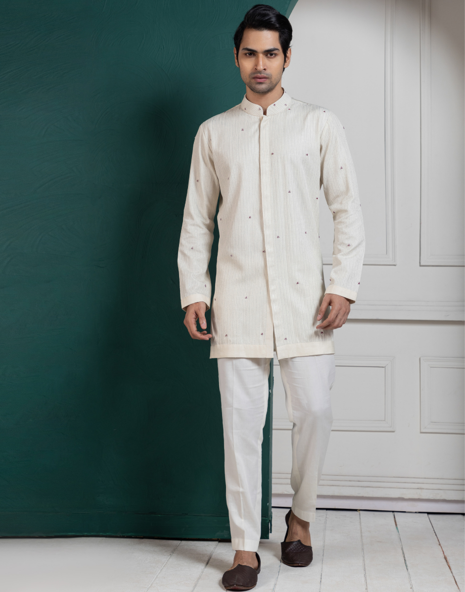 Regal Ivory Layered Kurta Set Timeless Elegance with a Modern Twist