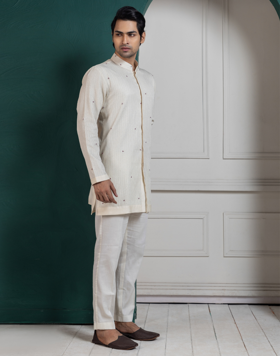 Regal Ivory Layered Kurta Set Timeless Elegance with a Modern Twist