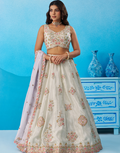 Regal Tissue Sequinned Zari Embroidered Lehenga with Blouse & Designer Dupatta
