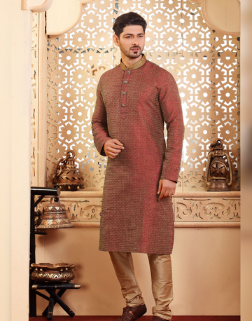 Rich Maroon Designer Kurta Set for Men Wedding & Party Wear