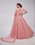 Rose Pink Diamond Pattern Embroidered Lehengas_1