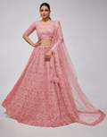 Rose Pink Diamond Pattern Embroidered Lehengas_2