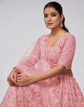 Rose Pink Diamond Pattern Embroidered Lehengas_3