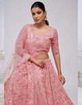 Rose Pink Diamond Pattern Embroidered Lehengas_4