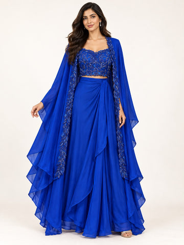 Royal Blue Cape Set for Wedding Guest - Rent
