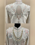 Royal Elegance Cream Embroidered & Embellished Sherwani Set_1