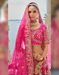 Royal Pink Heavy Silk Lehenga Set with Traditional Khatli Hand Embroidery - Buy_1