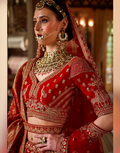 Royal Red Bridal Silk Lehenga with Zari, Sequin, Pearl & Thread Embroidery Includes Blouse & Dual Dupatta Set - Buy_1