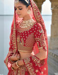 Royal Red Heavy Bridal Silk Lehenga with Stunning Khatli Embroidery - Buy_1