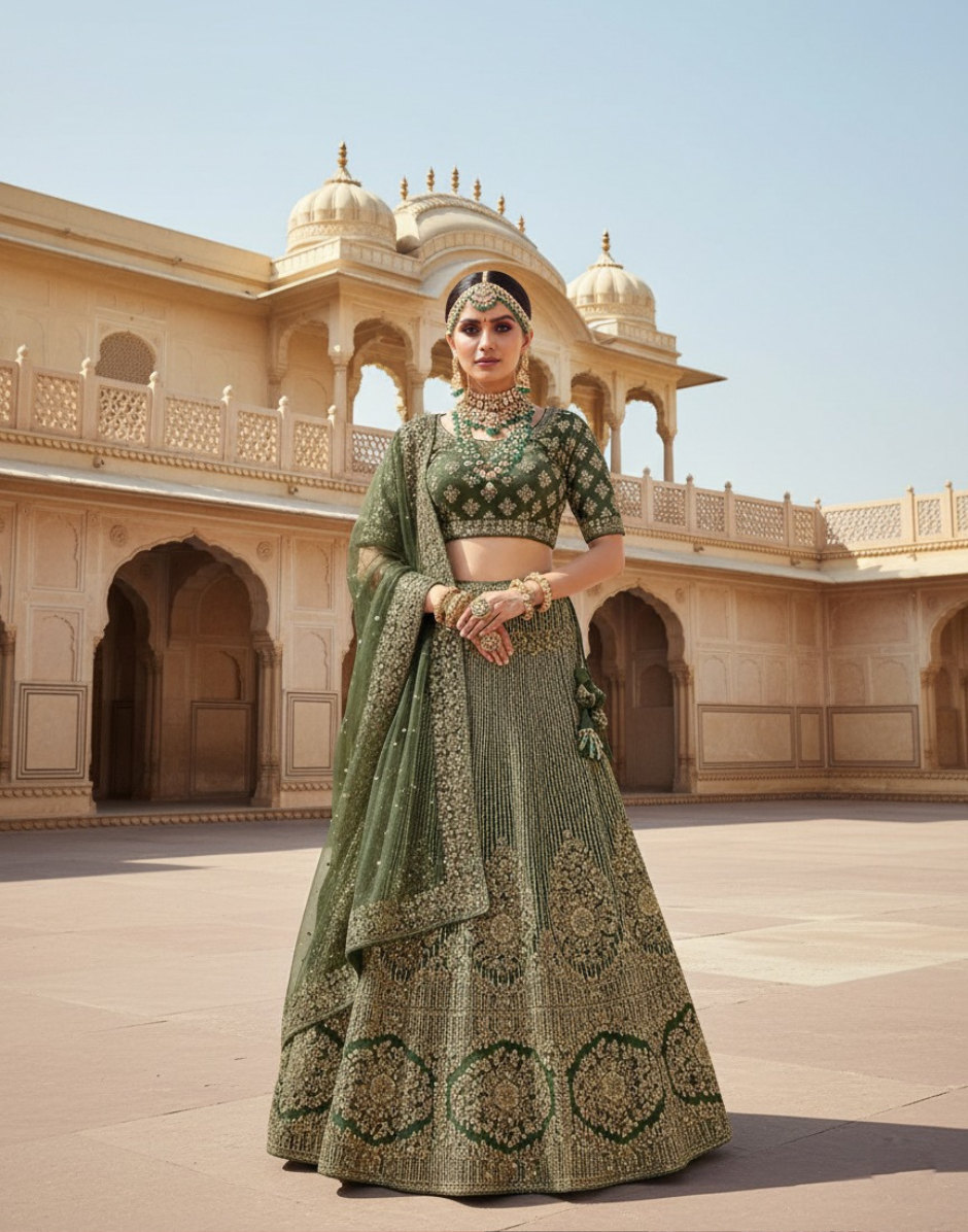 Royal Velvet Sequin Embroidered Lehenga Blouse with Net Dupatta Party & Wedding Wear - Buy
