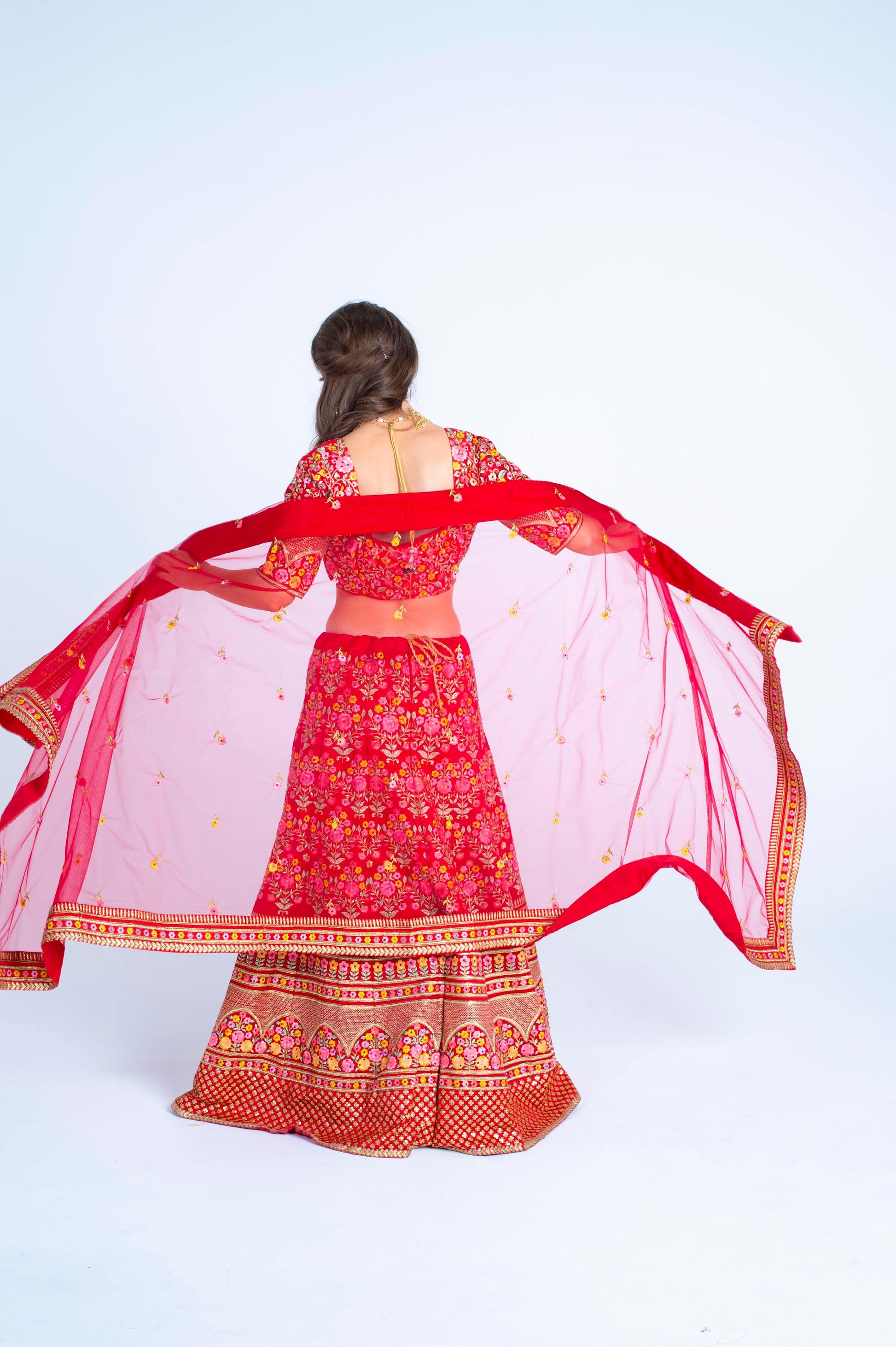 Red Pure Silk Heavy Embroidered Bridal Lehenga Choli With Dupatta - Glamourental