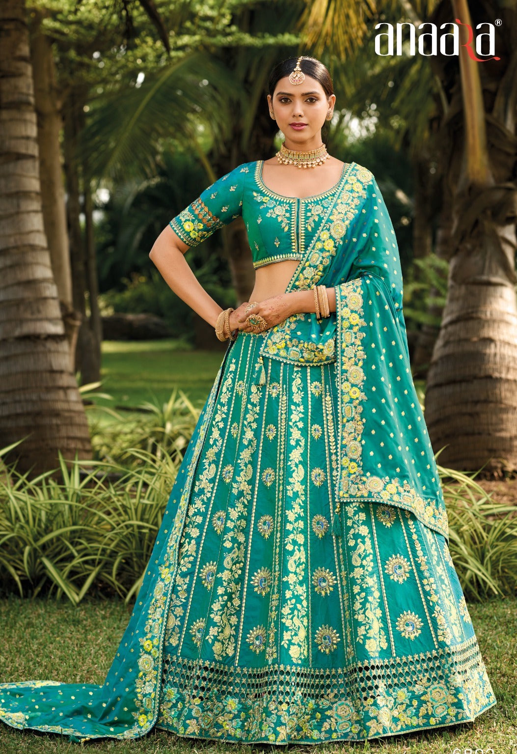 Sage Green Banarasi Silk Lehenga
