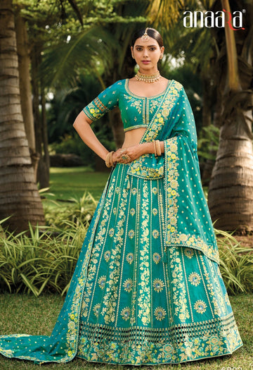 Sage Green Banarasi Silk Lehenga