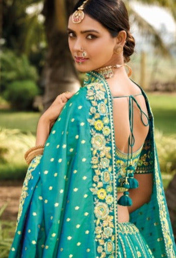 Sage Green Banarasi Silk Lehenga_2