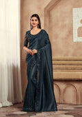 Sarvaratna Shiny Black Saree