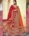 Scarlet Splendor Red Bridal Silk Lehenga with Rich Khatli Embellishments - Buy_1