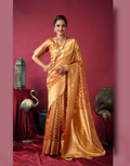 Shimmering Self-Woven Tissue Silk Saree and Blouse Set with Tassel Border Timeless Ethnic Charm - Buy_4