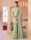 Shimmering Silver Chiffon Saree Ethereal Look for Special Occasions - Buy