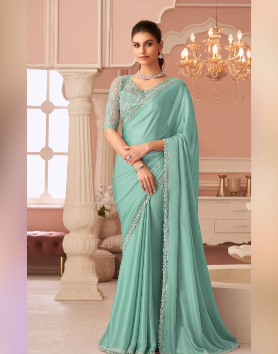 Shimmering Silver Chiffon Saree Ethereal Look for Special Occasions - Buy_5