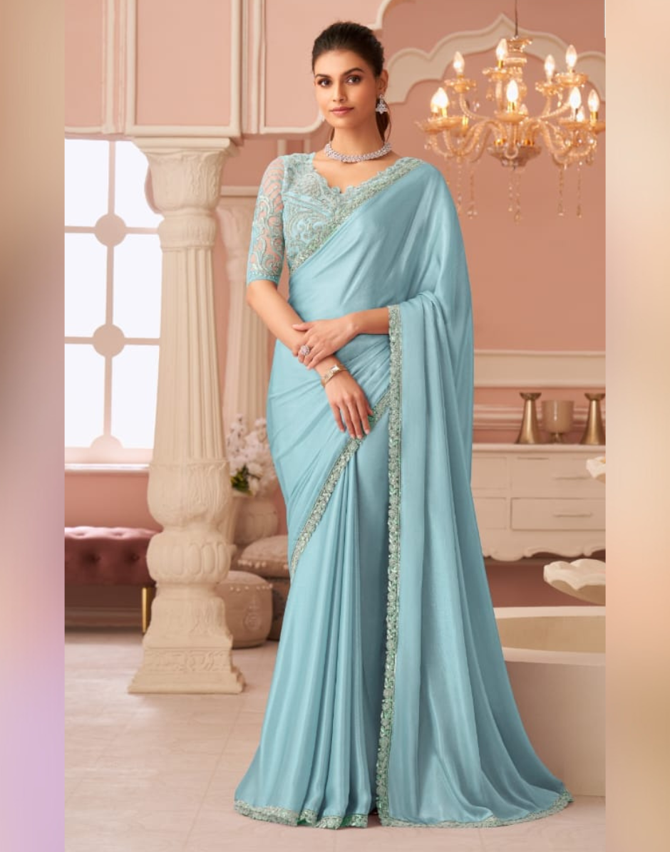 Shimmering Silver Chiffon Saree Ethereal Look for Special Occasions - Buy_2