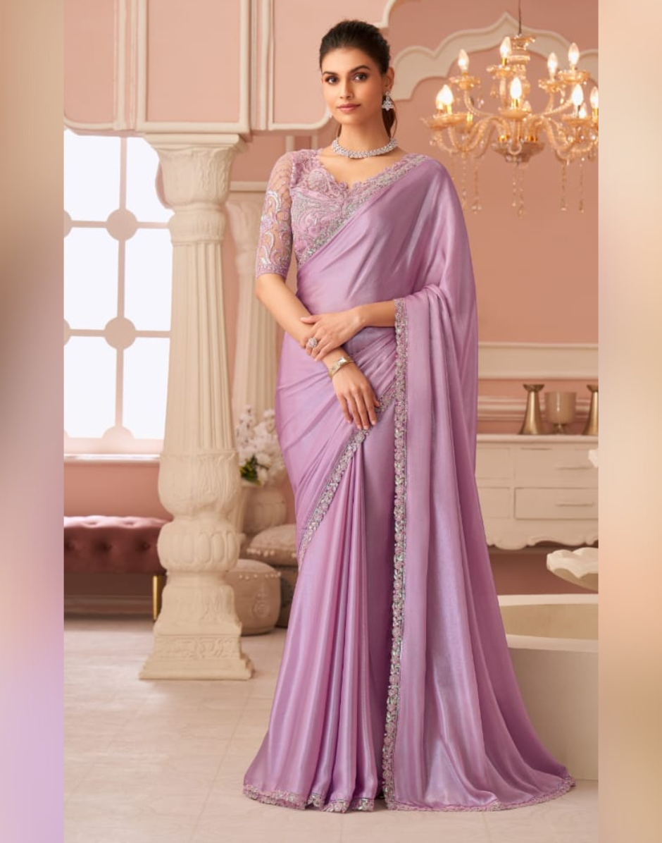 Shimmering Silver Chiffon Saree Ethereal Look for Special Occasions - Buy_3