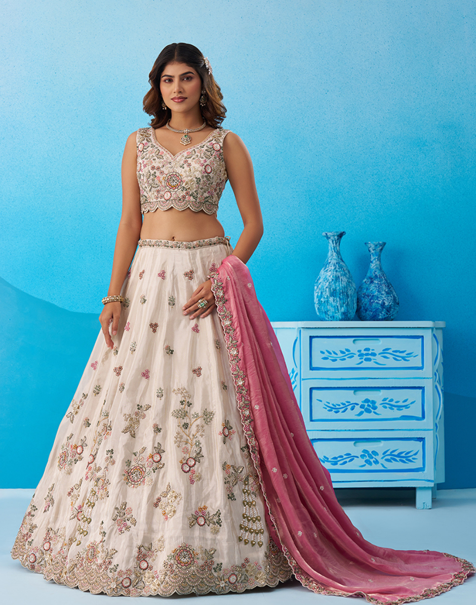Shimmering Tissue Sequins Embroidered Lehenga Set Perfect for Party & Wedding Wear