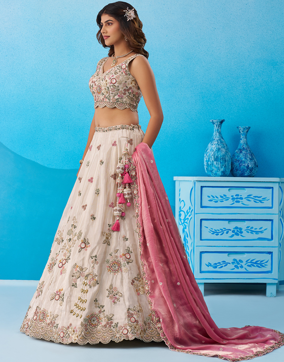 Shimmering Tissue Sequins Embroidered Lehenga Set Perfect for Party & Wedding Wear_3