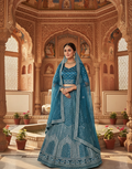 Sparkling Net Lehenga Set Hand-Embroidered with Thread Zari & Sequins Bridal Ready