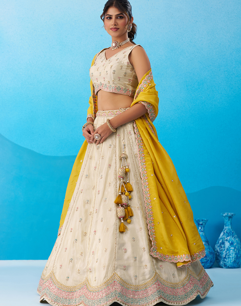Sparkling Tissue Sequins Embroidered Lehenga Set Perfect for Weddings & Celebrations_2