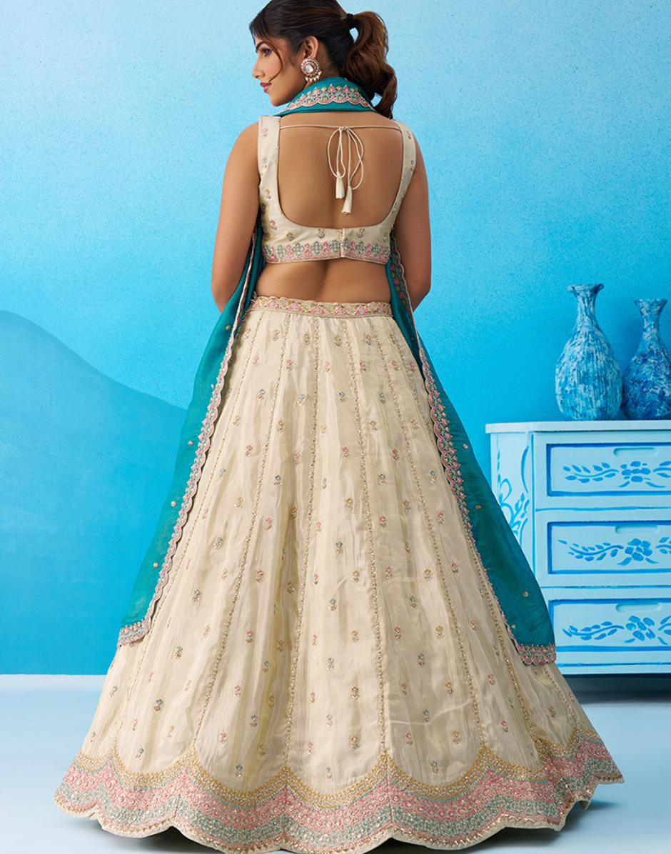 Sparkling Tissue Sequins Embroidered Lehenga Set Perfect for Weddings & Celebrations_4