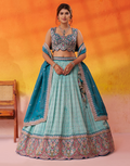 Statement Jacquard Tissue Fabric Lehenga Set with All-Over Sequin Thread Work - Buy_3