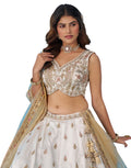 Statement Omber Beige & Cream Tissue Lehenga with Glittering Beads & Sequins Work and Designer Dupatta_1