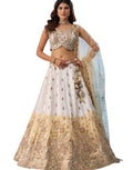 Statement Omber Beige & Cream Tissue Lehenga with Glittering Beads & Sequins Work and Designer Dupatta_3