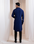 Stellar Dusk Navy Kurta Set for Men Sophisticated Floral Embroidery with Beads and Fine Thread Detailing_2