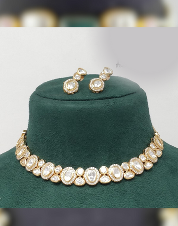 Stone-Studded Necklace & Earrings Set Timeless Jewelry for Weddings & Ethnic Wear